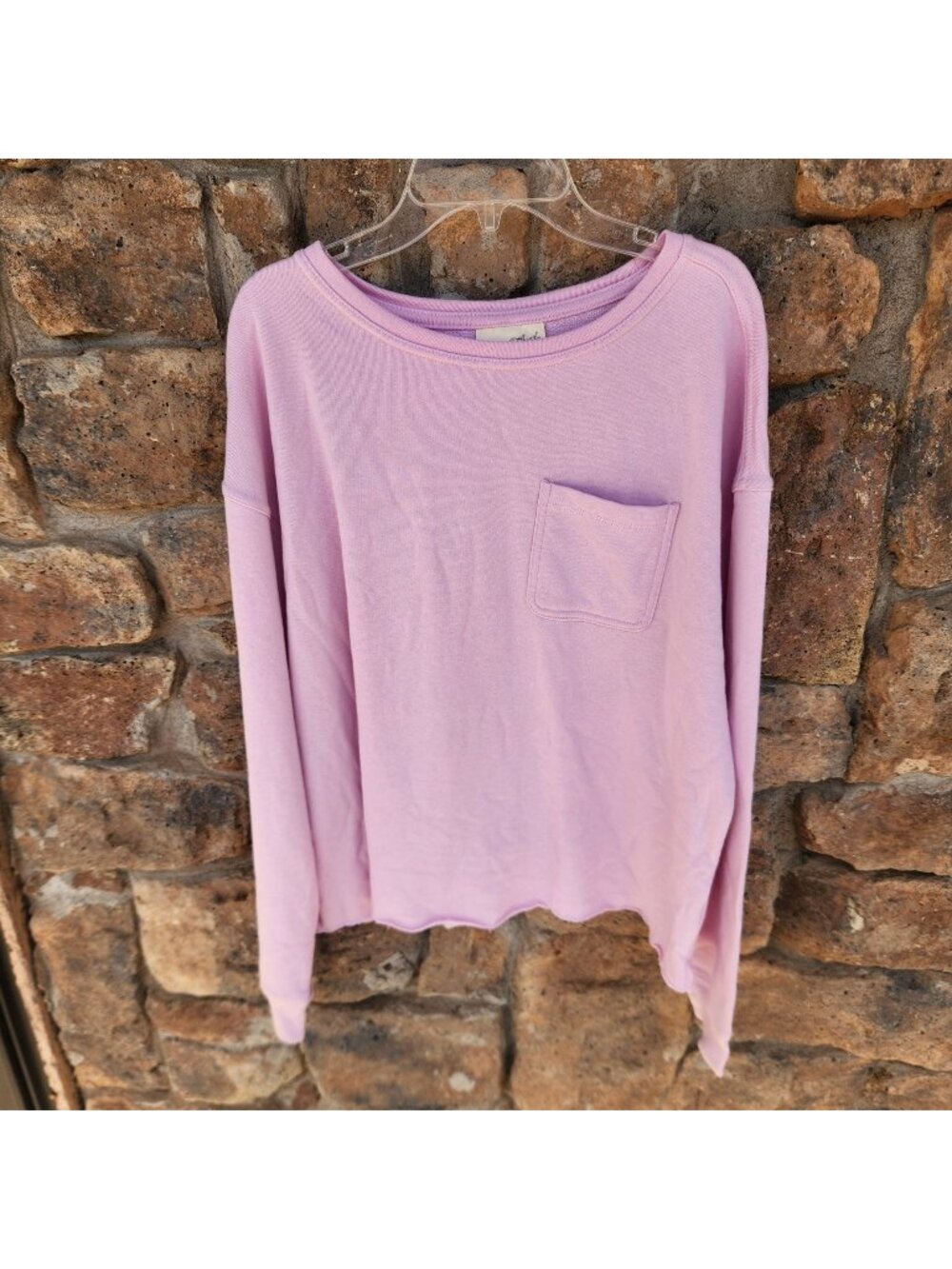 Pink Long Sleeve Lightweight Fleece Shirt with Breast Pocket Size Large